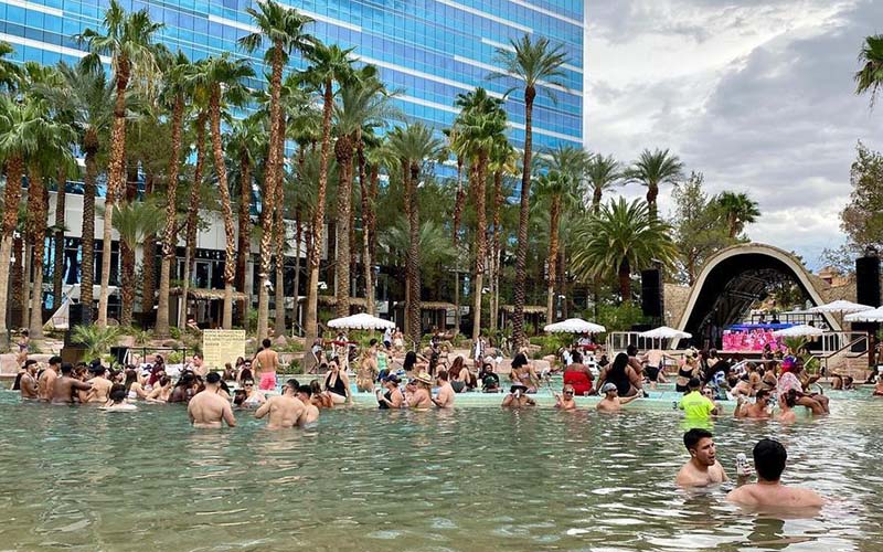 Pool party at Elia Beach Club in Las Vegas.