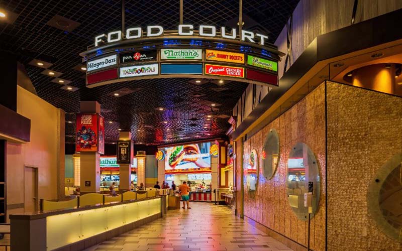 Eating cheap food at a food court at the MGM Grand in Las Vegas. 
