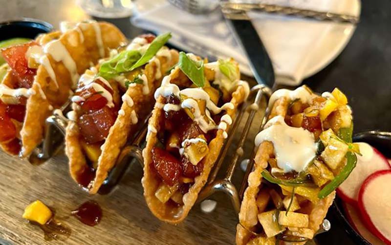 Plate of tacos at one of Guy Fieri Las Vegas restaurants. 