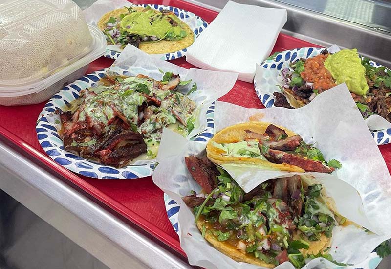 A plate of tacos at Tacos El Gordo Las Vegas. 